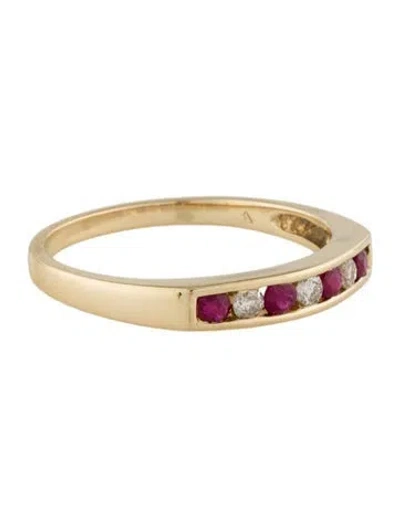 Pre-owned Ring 14k Ruby & Diamond Band In Multi