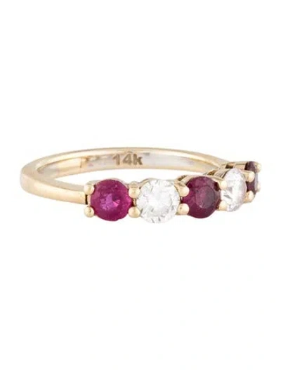 Pre-owned Ring 14k Ruby & Diamond Band In Multi