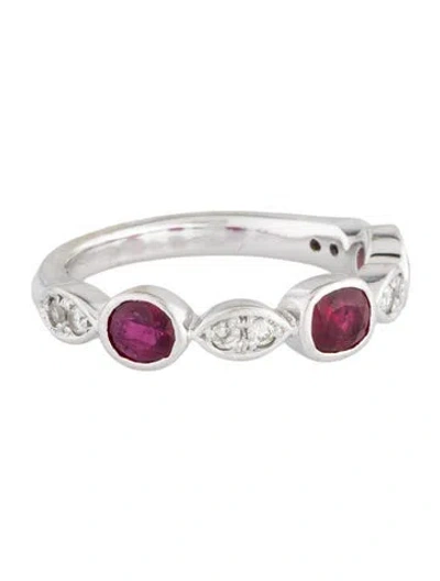 Pre-owned Ring 14k Ruby & Diamond Band In Multi