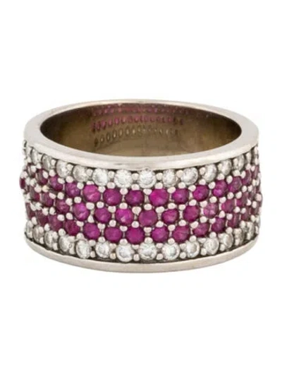 Pre-owned Ring 14k Ruby & Diamond Band In Multi