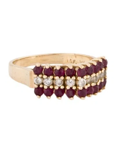 Pre-owned Ring 14k Ruby & Diamond Band In Multi