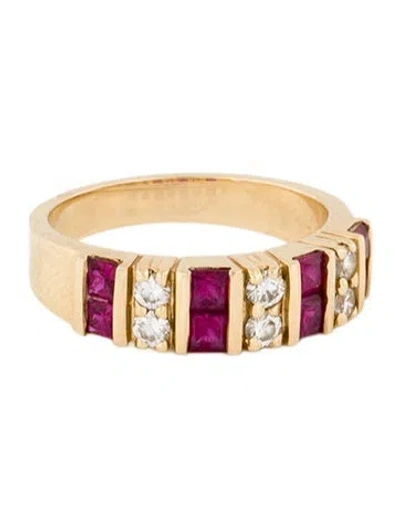 Pre-owned Ring 14k Ruby & Diamond Band In Multi