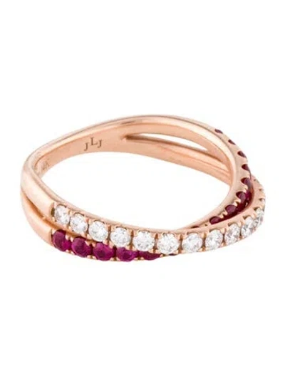 Pre-owned Ring 14k Ruby & Diamond Band In Multi