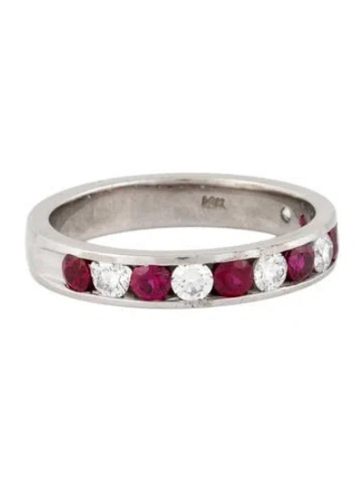 Pre-owned Ring 14k Ruby & Diamond Band In Multi