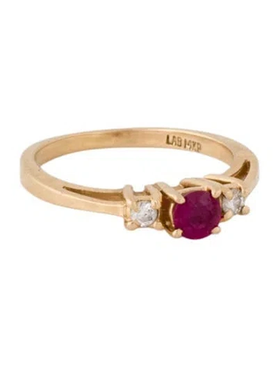 Pre-owned Ring 14k Ruby & Diamond Band In Multi