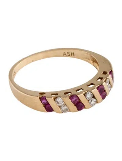 Pre-owned Ring 14k Ruby & Diamond Band In Multi