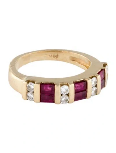 Pre-owned Ring 14k Ruby & Diamond Band In Multi