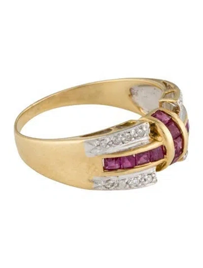 Pre-owned Ring 14k Ruby & Diamond Band  In Multi