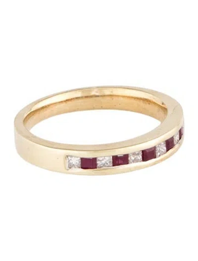 Pre-owned Ring 14k Ruby & Diamond Band  In Multi