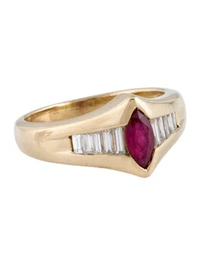 Pre-owned Ring 14k Ruby & Diamond Band  In Multi
