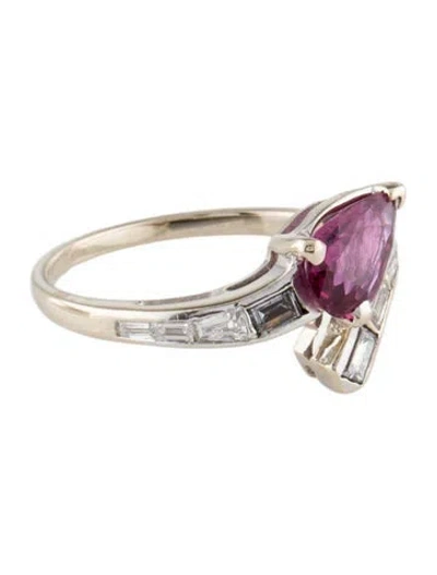Pre-owned Ring 14k Ruby & Diamond Bypass  In Multi
