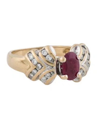 Pre-owned Ring 14k Ruby & Diamond Cocktail In Multi