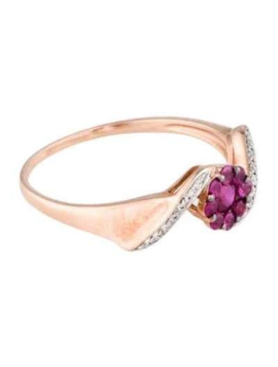 Pre-owned Ring 14k Ruby & Diamond Cocktail  In Multi