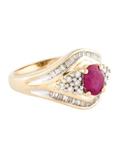 Pre-owned Ring 14k Ruby & Diamond Cocktail  In Multi
