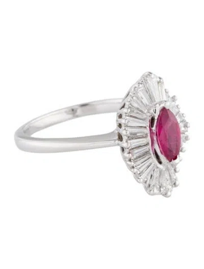 Pre-owned Ring 14k Ruby & Diamond Cocktail  In Multi