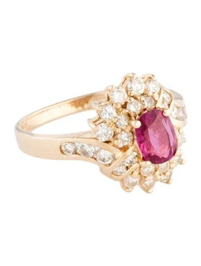 Pre-owned Ring 14k Ruby & Diamond Cocktail  In Multi