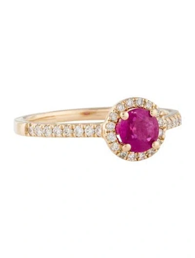 Pre-owned Ring 14k Ruby & Diamond Cocktail  In Multi