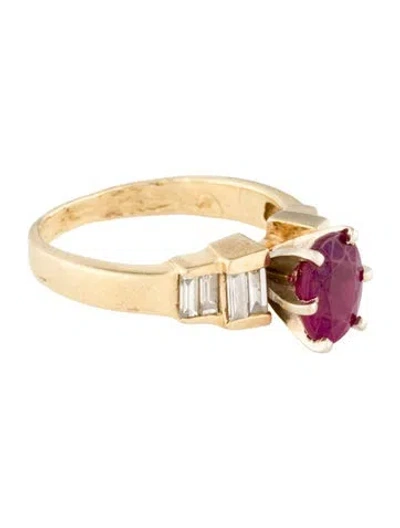 Pre-owned Ring 14k Ruby & Diamond Cocktail  In Multi