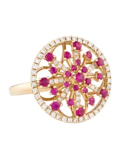 Pre-owned Ring 14k Ruby & Diamond Cocktail  In Multi