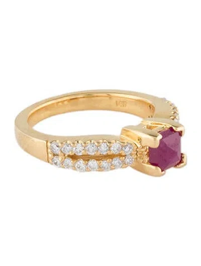 Pre-owned Ring 14k Ruby & Diamond Cocktail  In Multi
