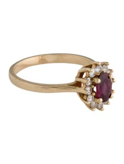 Pre-owned Ring 14k Ruby & Diamond Cocktail  In Multi