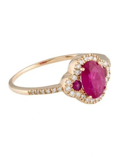 Pre-owned Ring 14k Ruby & Diamond Cocktail  In Multi