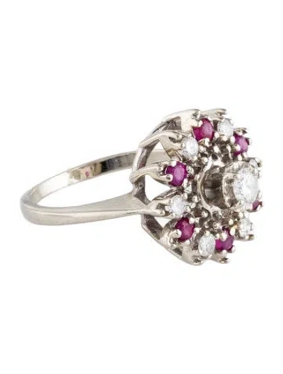 Pre-owned Ring 14k Ruby & Diamond Cocktail  In Multi