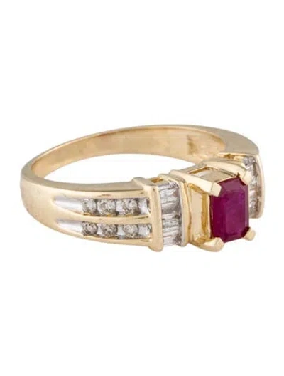 Pre-owned Ring 14k Ruby & Diamond Cocktail  In Multi