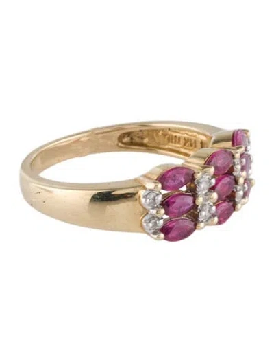 Pre-owned Ring 14k Ruby & Diamond Cocktail  In Multi