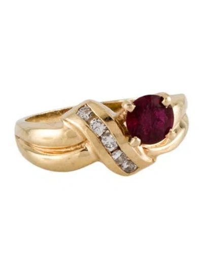 Pre-owned Ring 14k Ruby & Diamond Cocktail  In Multi