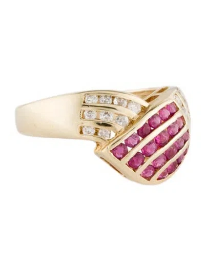 Pre-owned Ring 14k Ruby & Diamond Cocktail  In Multi