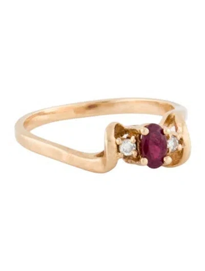 Pre-owned Ring 14k Ruby & Diamond Cocktail  In Multi