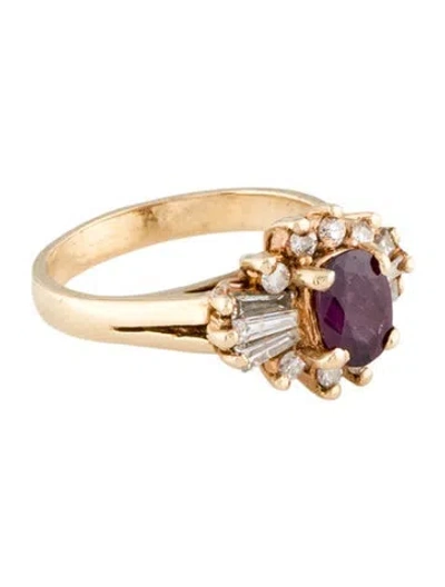 Pre-owned Ring 14k Ruby & Diamond Cocktail  In Multi