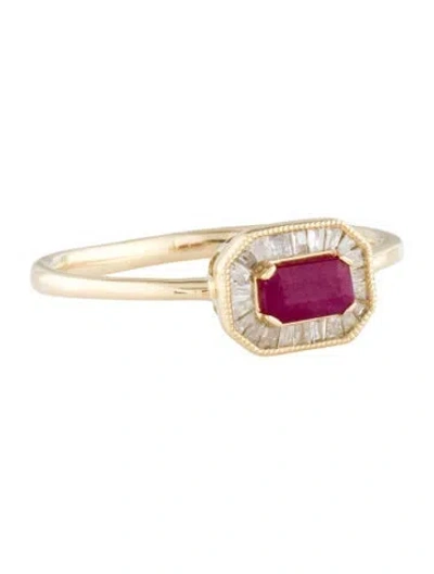 Pre-owned Ring 14k Ruby & Diamond Cocktail  In Multi
