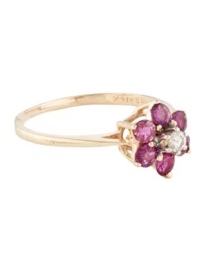 Pre-owned Ring 14k Ruby & Diamond Cocktail  In Multi