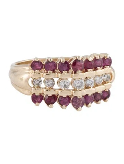 Pre-owned Ring 14k Ruby & Diamond Cocktail  In Multi
