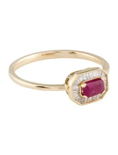 Pre-owned Ring 14k Ruby & Diamond Cocktail  In Multi