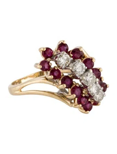 Pre-owned Ring 14k Ruby & Diamond Cocktail  In Multi