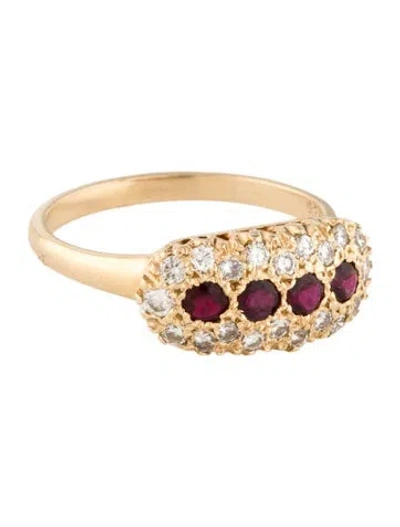 Pre-owned Ring 14k Ruby & Diamond Cocktail  In Multi