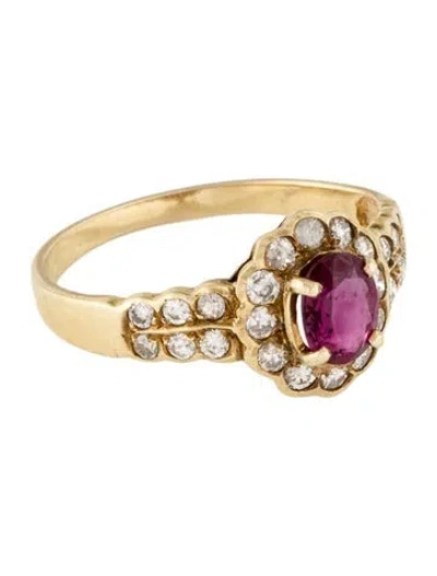 Pre-owned Ring 14k Ruby & Diamond Cocktail  In Multi