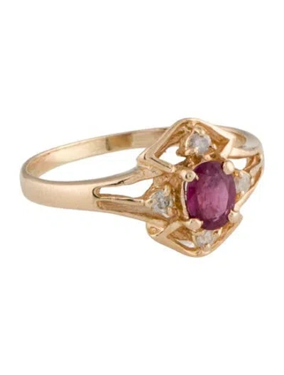 Pre-owned Ring 14k Ruby & Diamond Cocktail  In Multi