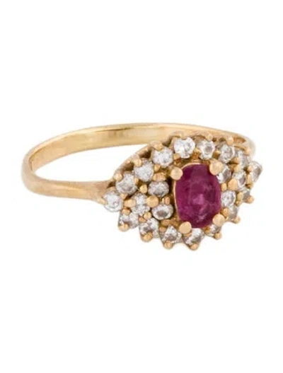 Pre-owned Ring 14k Ruby & Diamond Cocktail  In Multi