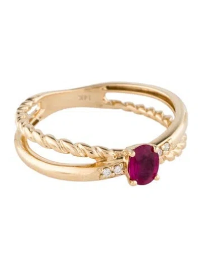 Pre-owned Ring 14k Ruby & Diamond Cocktail  In Multi