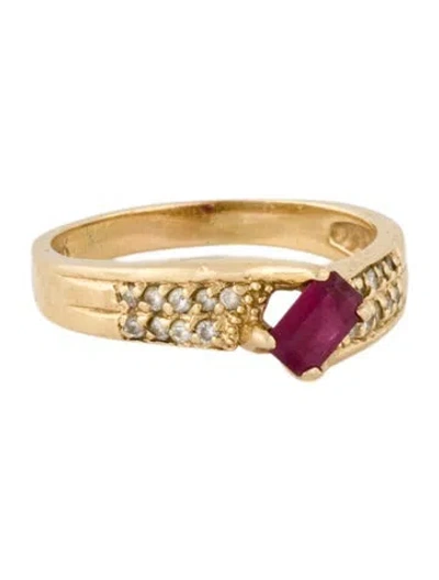 Pre-owned Ring 14k Ruby & Diamond Cocktail  In Multi