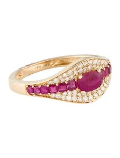 Pre-owned Ring 14k Ruby & Diamond Cocktail  In Multi