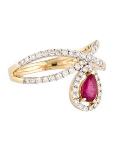 Pre-owned Ring 14k Ruby & Diamond Cocktail  In Multi