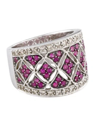 Pre-owned Ring 14k Ruby & Diamond Cocktail  In Multi