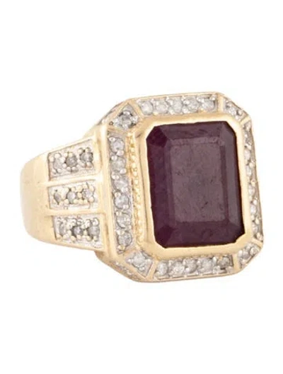 Pre-owned Ring 14k Ruby & Diamond Cocktail  In Multi