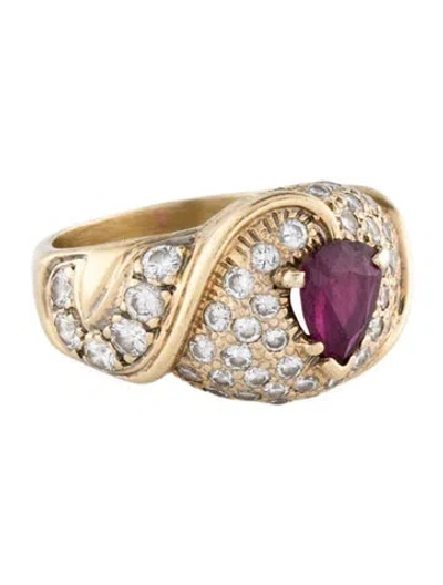 Pre-owned Ring 14k Ruby & Diamond Cocktail  In Multi