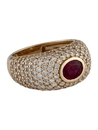 Pre-owned Ring 14k Ruby & Diamond Cocktail  In Multicolor